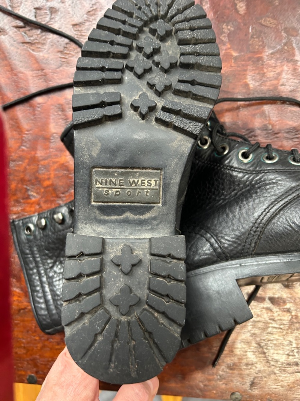 Nine West Black Leather Combat Boots Vintage - Picture 5 of 8